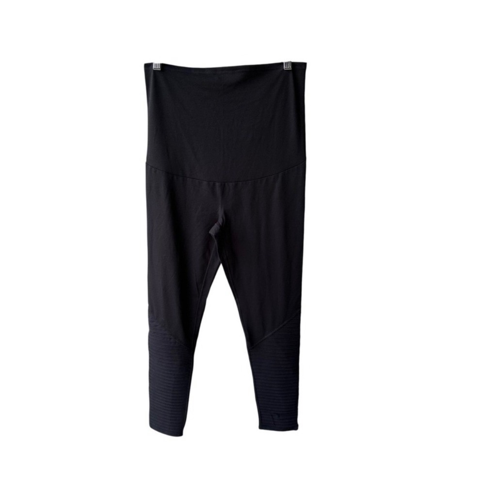 Threads 4 Thought Maternity Leggings Pants Black Moto Ribbed High Rise Sz Large